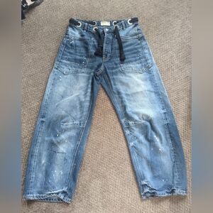 Free People Moxie Pull On Jean Barrel Jean 27 Timeless Blue